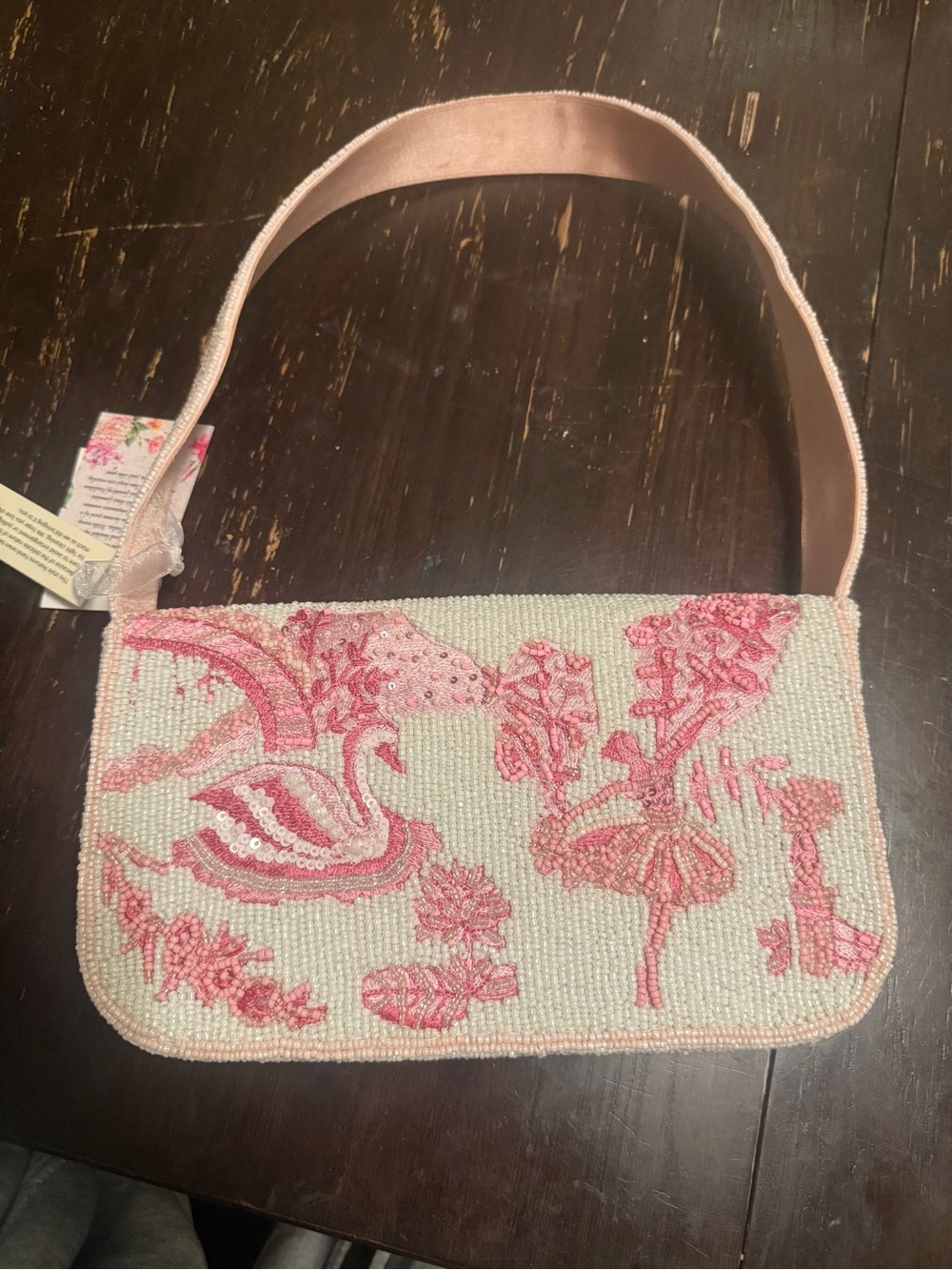 Viral made in India NWT Pink Beaded Ballerina Shoulder Bag - - Picture 2 of 2